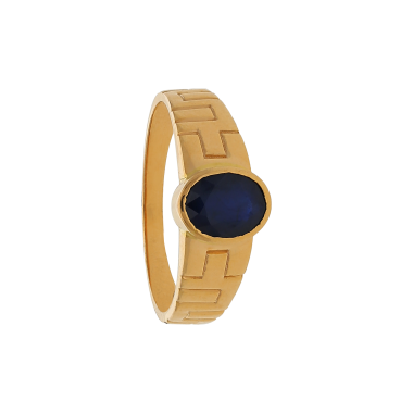 MAJESTIC MEN'S BLUE STONE GOLD RING